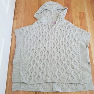 100% cashmere cable hooded poncho style sweater